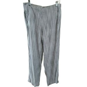 J Jill Gray & White Striped Linen Stretch Pull-On Pants Sz 8